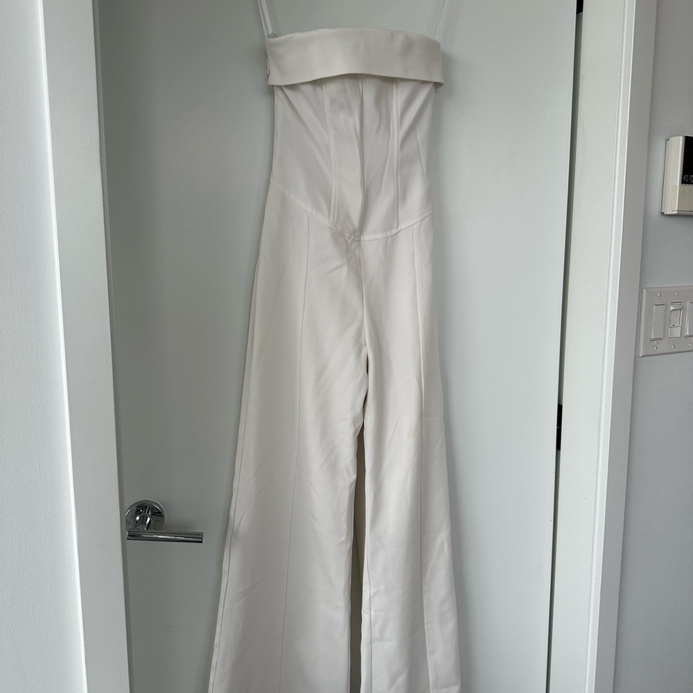 PrettyLittleThing Cream Strapless Jumpsuit